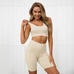 2025 Gym set Tracksuit Sexy Sportswear Sexy Fitness Outfits Ensemble Clothing Women Yoga Set Ensemble Sport Suit Top Shorts Set