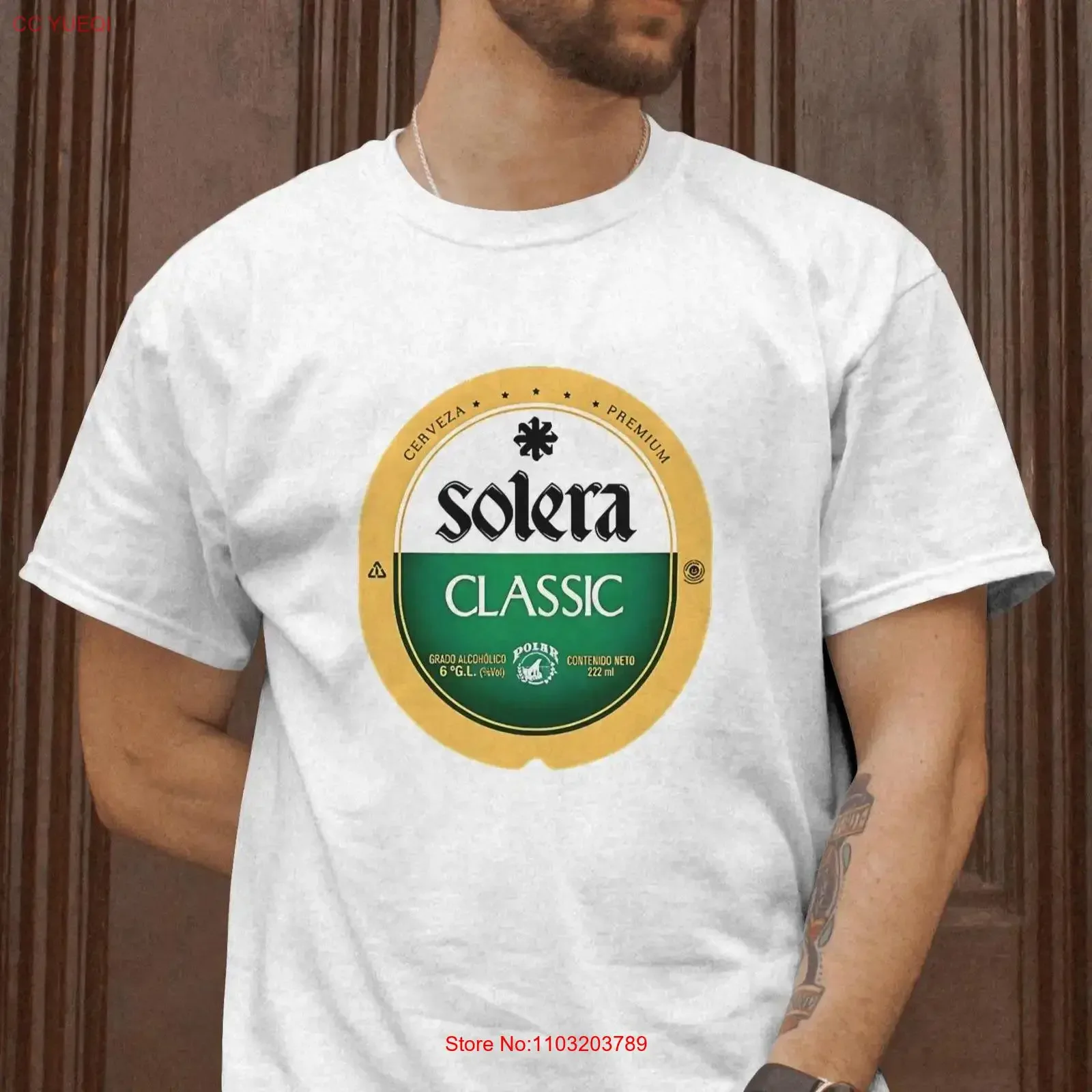 Camiseta Clásica Cerveza Solera, Cerveza Venezolana, Estilo Vintage, Lavada, Elegante, Ligeramente de Diseño, Versátil, con Gráficos, Suave