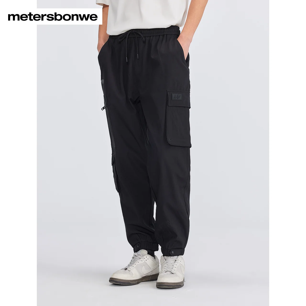 Metersbonwe-Geweven Cargobroek Voor Heren Met Fleese Gevoerde Dikke Zakken Joggingbroek Workout Joggingbroek Winter