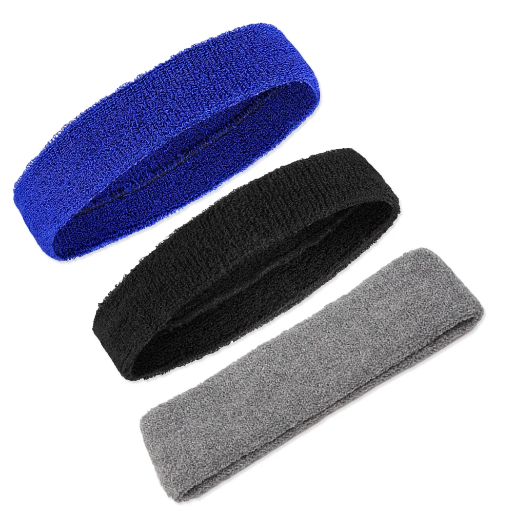 

3Pcs Cotton Headbands for Women Sweat Absorbing Sports Hairband Quick Dry Non Slip Yoga Running Gym Workout Accessory Black