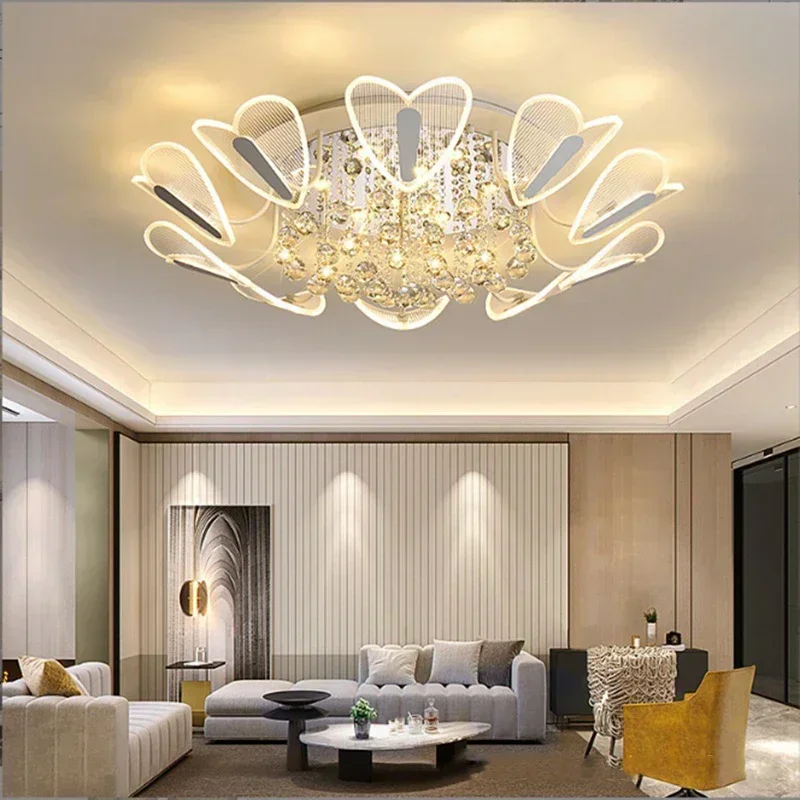 Luxury K9 Crystal Heart-Shaped Ceiling Light for Bedroom Dining Room Indoor Chandelier Simple Decorative Lighting