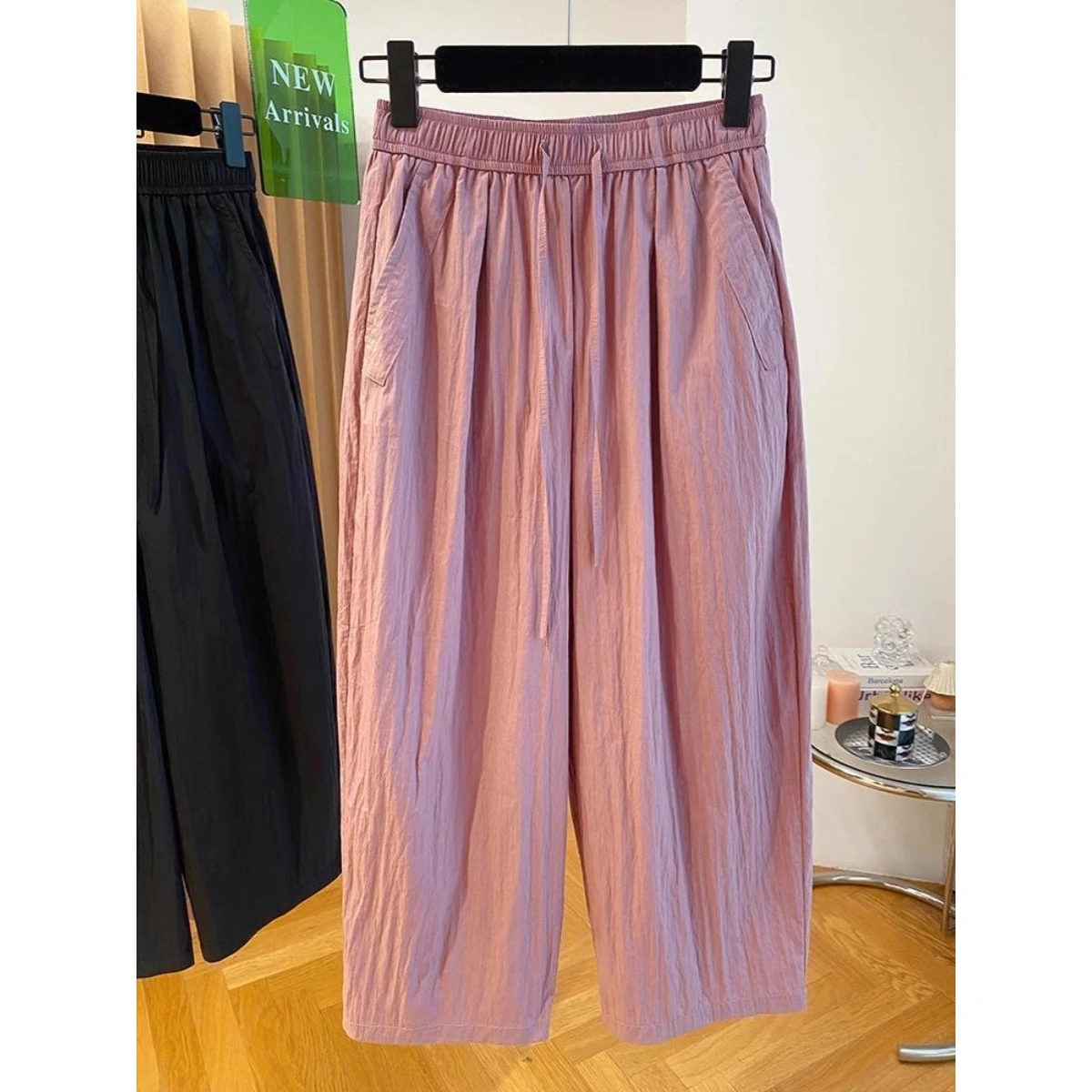 

Облегающие брюки для мамы с высокой талией, корейские плиссированные брюки из 9 предметов, широкие брюки-морковки для мужчин, осень-зима плюс...