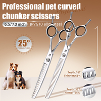 Crane Dog Beauty Scissors 6.5/7.0 inch Professional Dog Grooming Scissors Curved Chunker Shears Shark Teeth Japan VG10 Steel