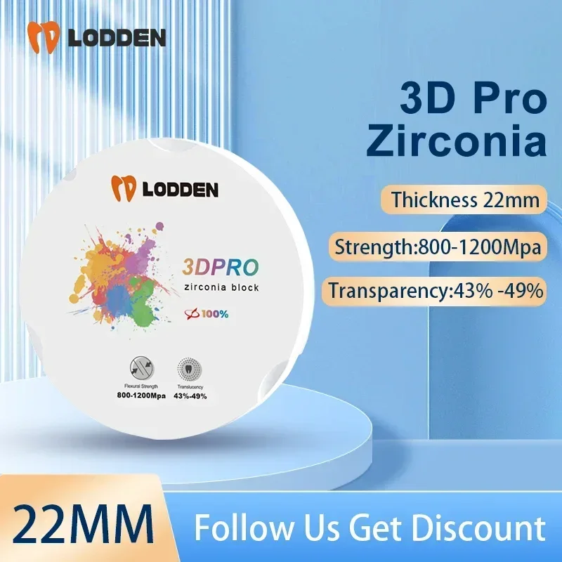 22MM Dental Lab Zirconia Block 3D PRO Multilayer Zirconia Disc Dentist Material Vita 16 Colors for CAD CAM 98mm Open System