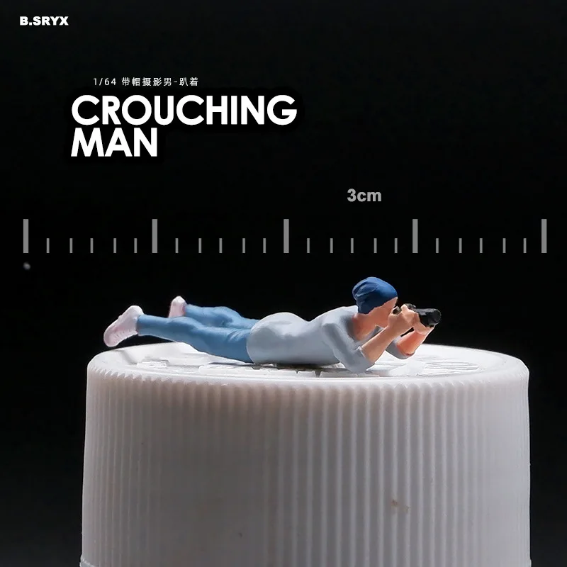 1/64 Scale Miniature Mini Doll Different Postures Photographer Model DIY Figure Accessory Street/News Photography Display Gifts