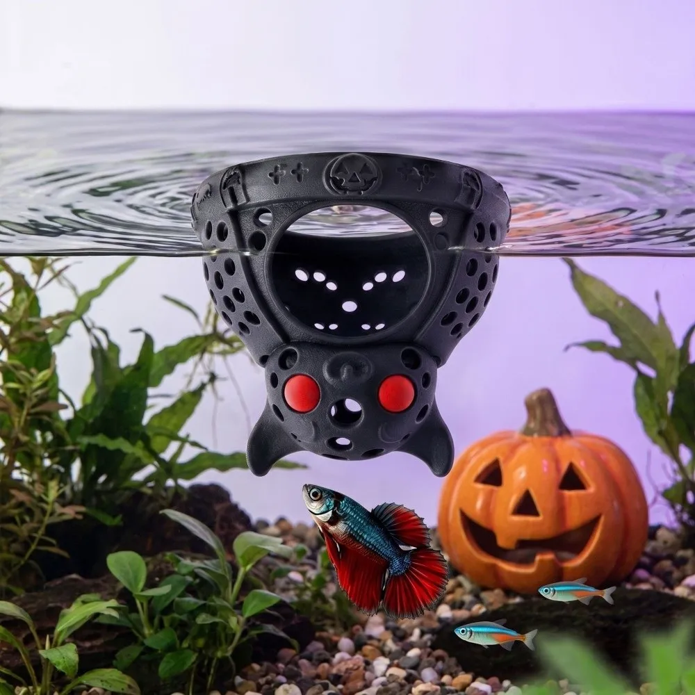 Gothic Style Halloween Bat Fish Tank Cave Plastic Resting Spot Aquarium Hideout Breeding House Hollow Structure