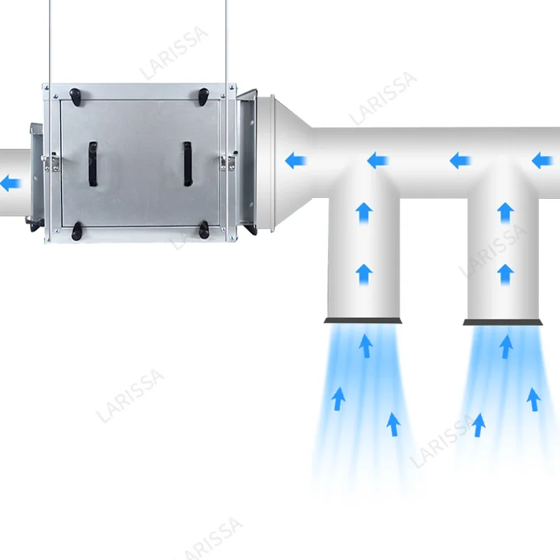 

Commercial kitchen exhaust fume hood High air volume and pressure Low noise level Household or hotel power supply