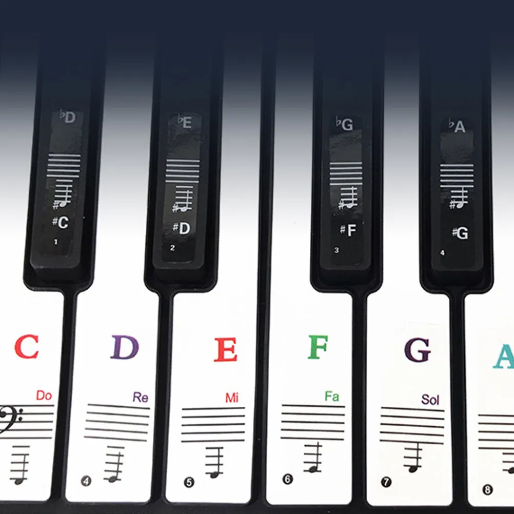 2Sets Piano Keyboard Stickers Beginner Self-Adhesive Labels for 88 61 54 49 Keys Anti-Fade Wear-Resistant Piano Learning