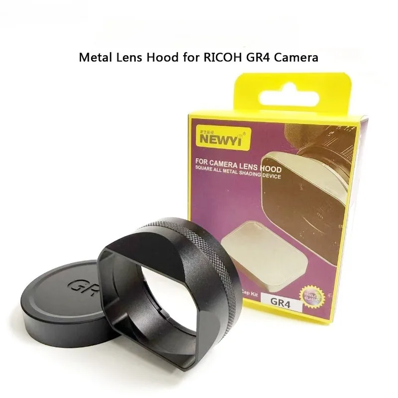 metal Square Lens hood+Cap/Cover protector black Screw-in for RICOH GR4 GRIV GR IV HDF Monochrome Digital camera Lenses