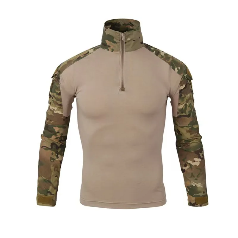 

Tactical Shirt Camouflage Long Sleeve T Shirt Stand Collar Outdoor Sports Hunting Clothing.