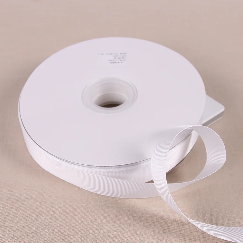 Hot sale Width 6/10/12/15/20/25/35/40/50mm (91 meter/lot) White Grosgrain Ribbon Roll Packing For DIY Handmade Hair Bow & Sewing