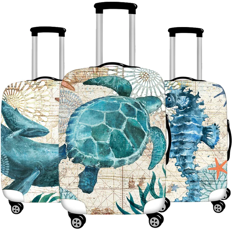 Juste de protection pour bagages à motif de tortue pieuvre, étui pour valise élastique, étuis de protection, housse pour animaux, accessoires de voyage