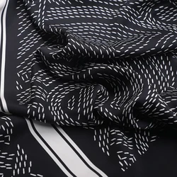 240*140CM Quality Printed Black Twill Silk Fabric - Stretch Fabric for Elegant Outfits Scarves Dress Shirt 140CM Wide 20MM R329