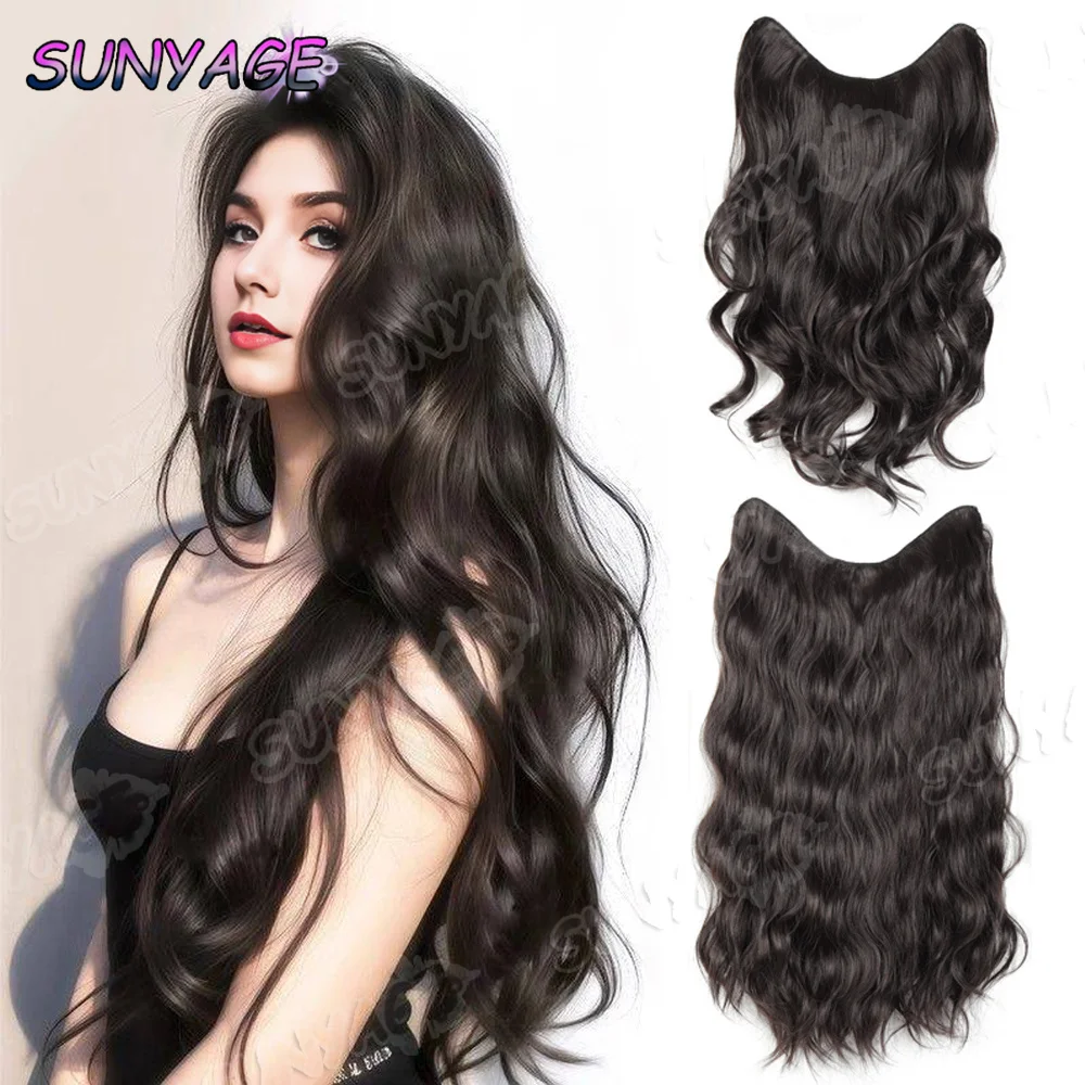

Synthetic Long Wavy Curly 20" Synthetic Hair Extensions 5 Clips Heat Resistant V-shaped Hair Piece Natural Hairstyle For Women