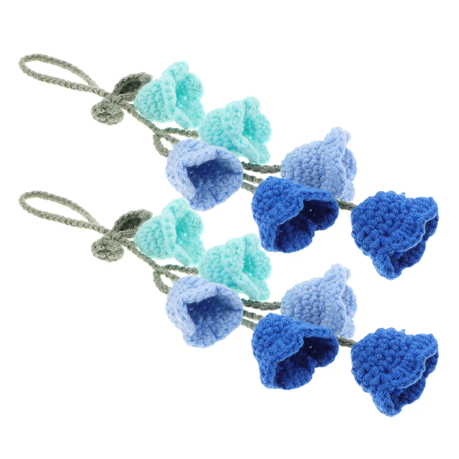 

2Pcs Car Hanging Ornaments Crochet Blue Rearview Mirror Accessories Car Mirror Charms Automotive Interior Decoration