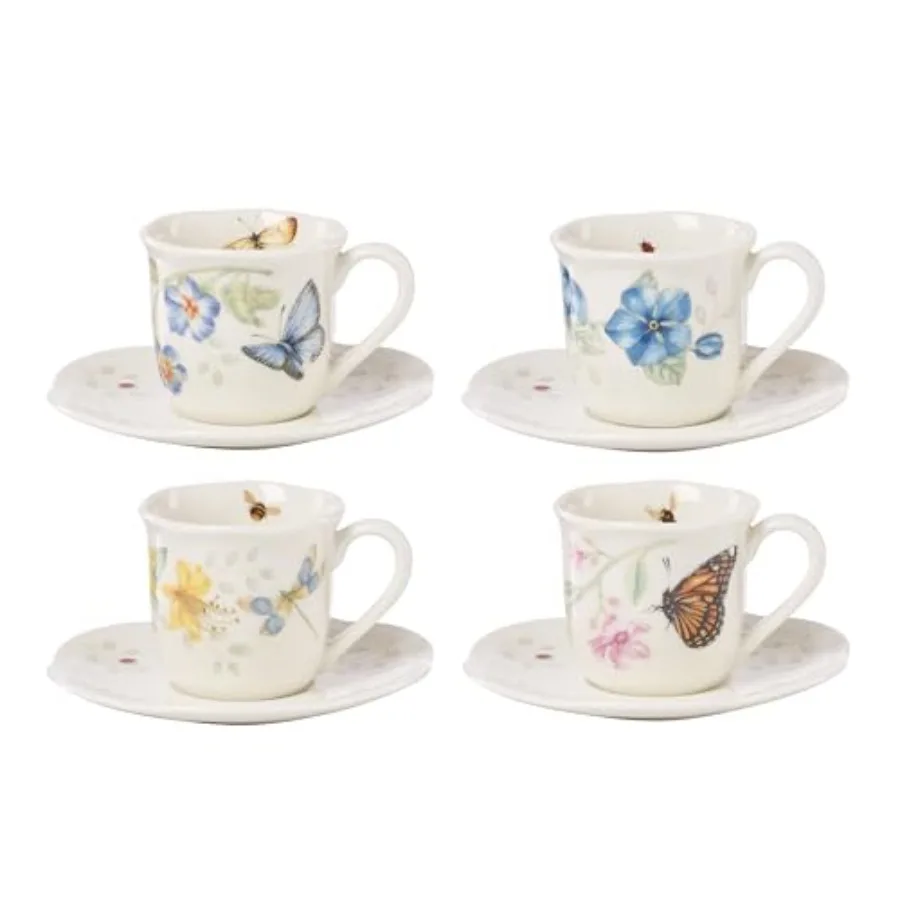 

897806 Набор из 4-х чашек для эспрессо с блюдцами Butterfly Meadow, на 4 персоны