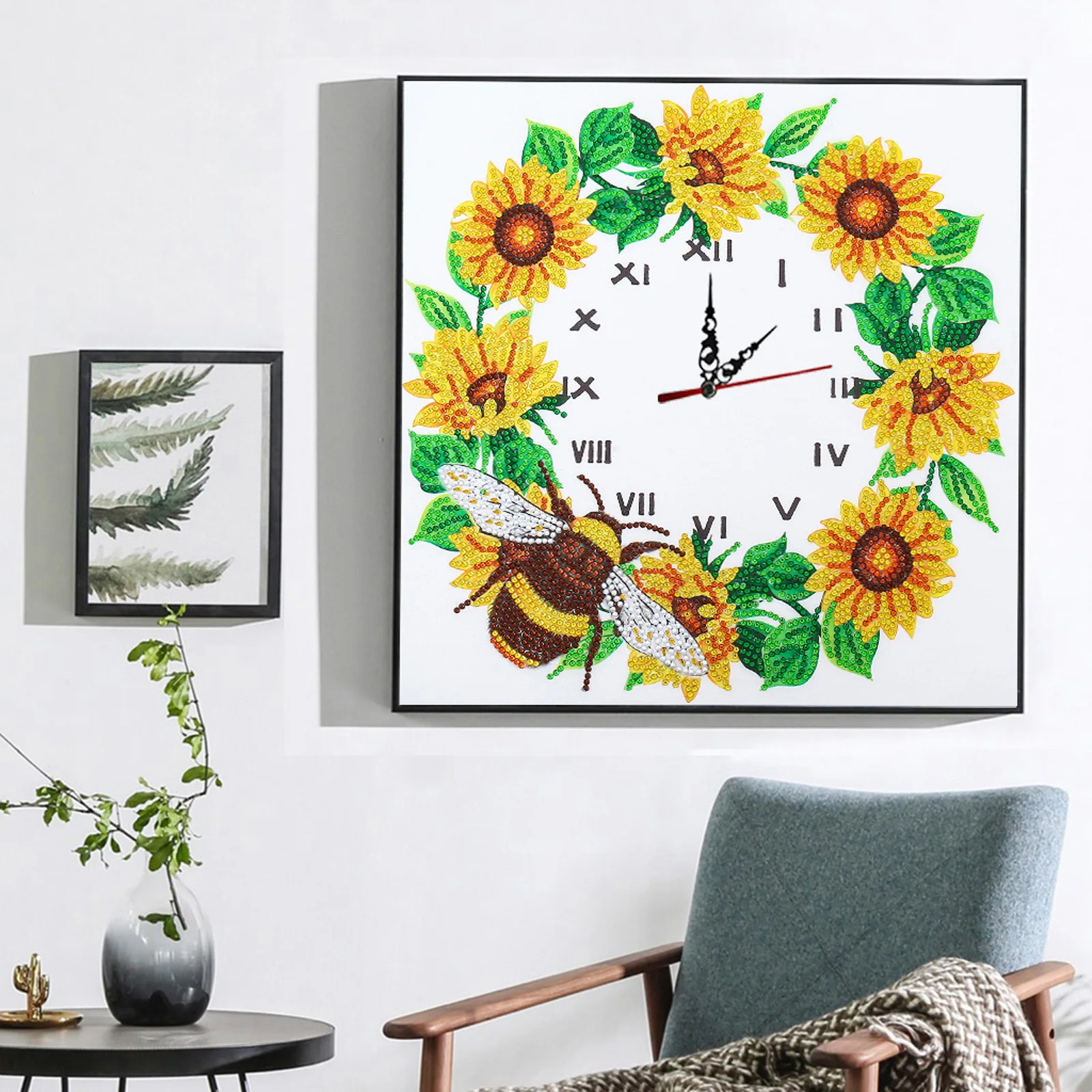 DIY Diamond Painting New 2024 Wall Clock Without Frame Home Decoration Special-shaped Diamond Embroidery Bee Clock 35*35CM