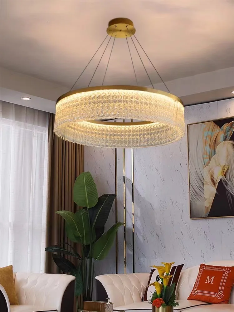 

Luxury indoor crystal chandelier, suitable for living room, bedroom, dining room, gold LED glass hanging light, ceiling light