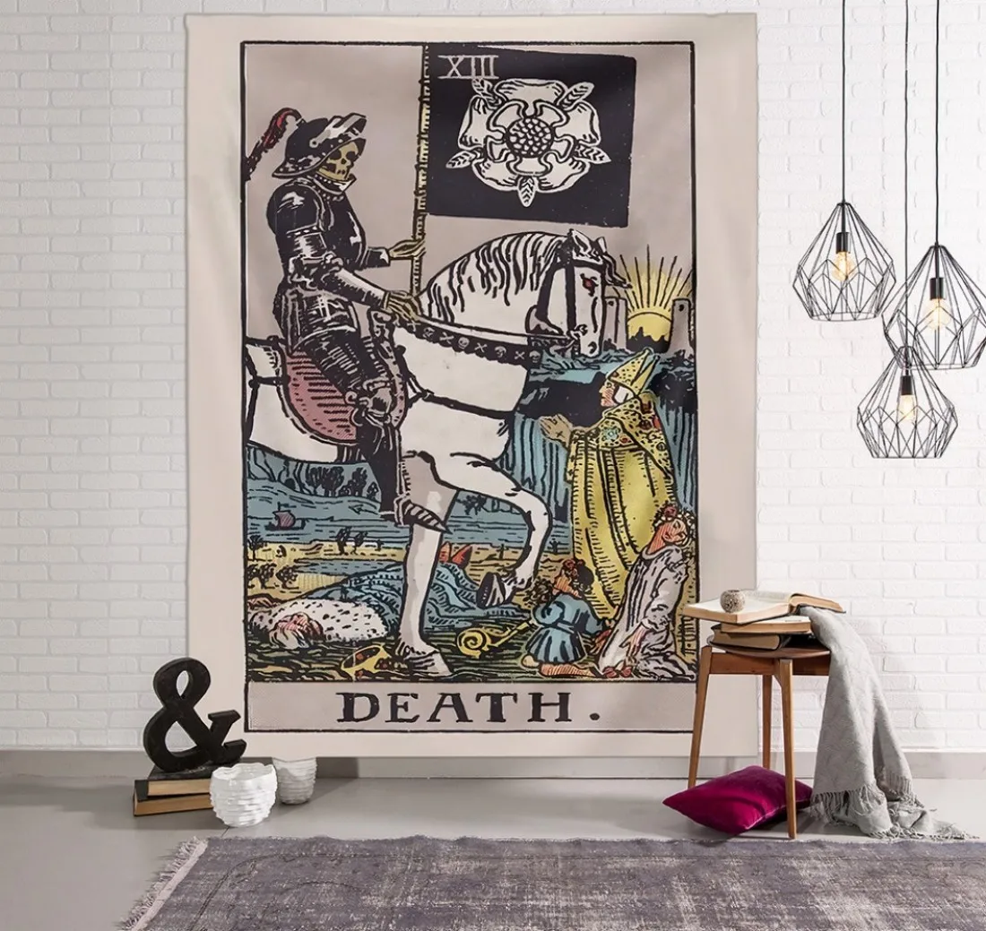 VIKAMA Kreativer Tarot-Druck, waschbarer Wandteppich, für Wohnzimmer, Schlafzimmer, Astrologie, Wahrsagerei, Party-Heimdekoration, Hängetuch