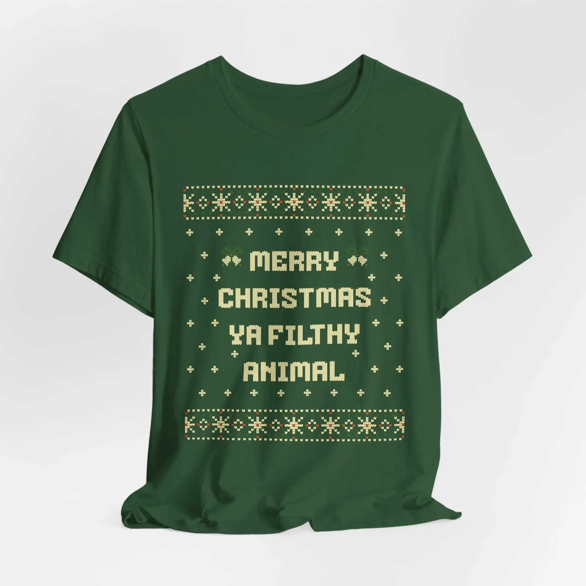 Merry Christmas Ya Filthy Animal T Shirt Funny Ugly Sweaters tee Holly Jolly