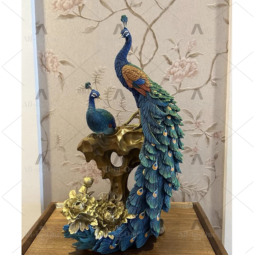 Rare TOP decoration ART 2023 high grade Good luck Auspicious wealth peacock Sculpture HOME OFFICE BAR CLUB bring money Large