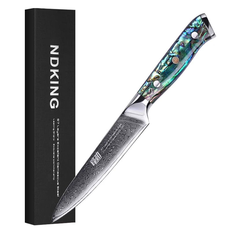 

FINDKING Knife Gorgeous Series 67 Layers Damascus Steel Kitchen Utility Knives Abalone Resin Handle 5 inch Paring Fruit Knife