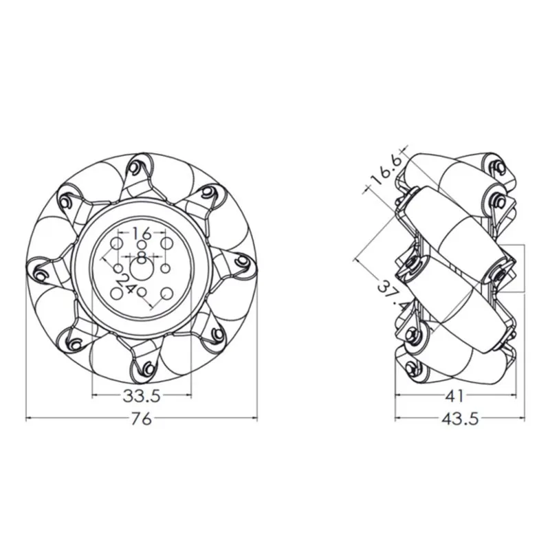 4PCS 3 Inch 76mm Metal Mecanum Wheels Omnidirectional Wheels with 8mm Coupling for Smart Car ROS Robot