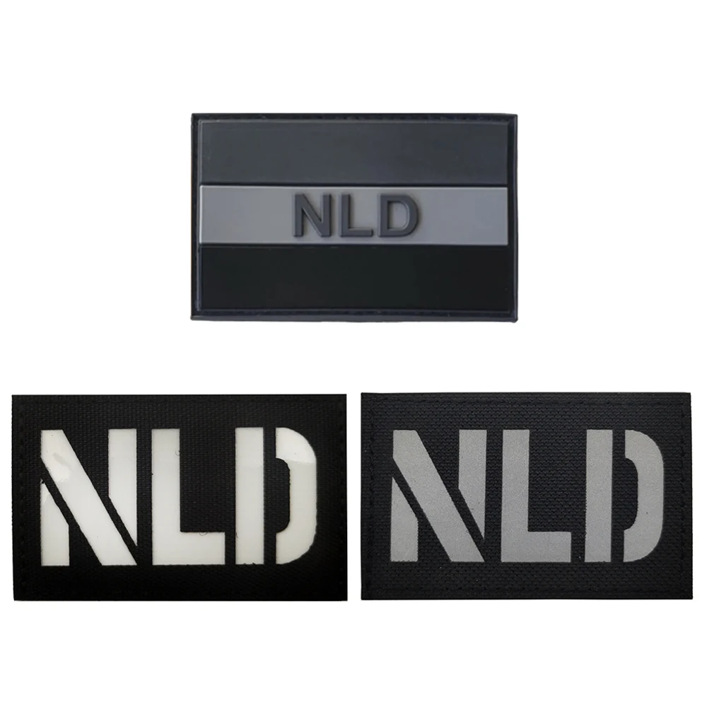 The Netherlands NLD Flags Embroidered Patches Rubber Holland Nederlanden Flags Luminous IR Reflective Decorative Shoulder Badges
