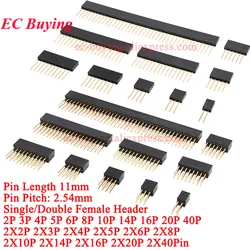 10Pcs/2pcs 2.54mm Single/Double Female Socket Connector 11MM Length Pin 40P 20P 16P 10P 8P 6P 5P 4P 3P 2P Straight Needle Base