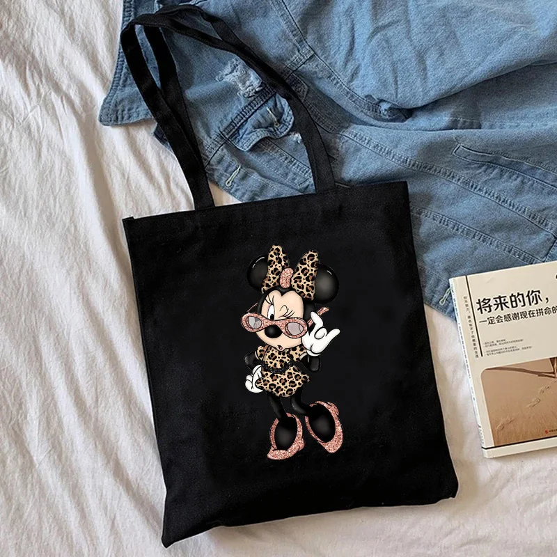 Y2K Disney Minnie Mouse  Shopping Bag Graphic Tote Harajuku Shopper Bag Women Canvas Shoulder Bag Female Ulzzang Funny Eco 90s