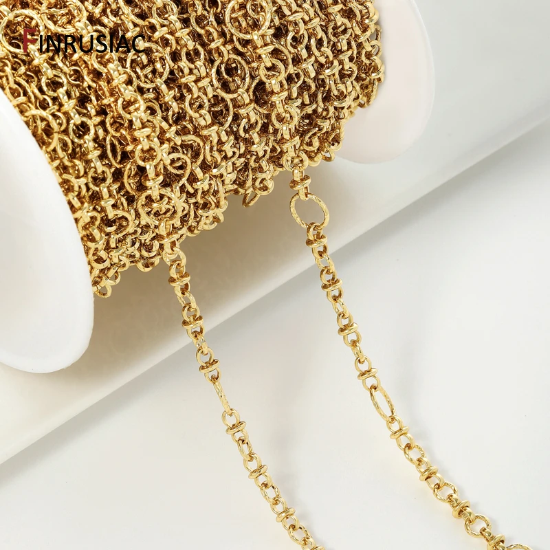 

18-каратное позолоченное латунное кабель, бордюрные цепи для ожерелья, браслета, аксессуары, роло-цепочка для изготовления ювелирных изделий своими руками