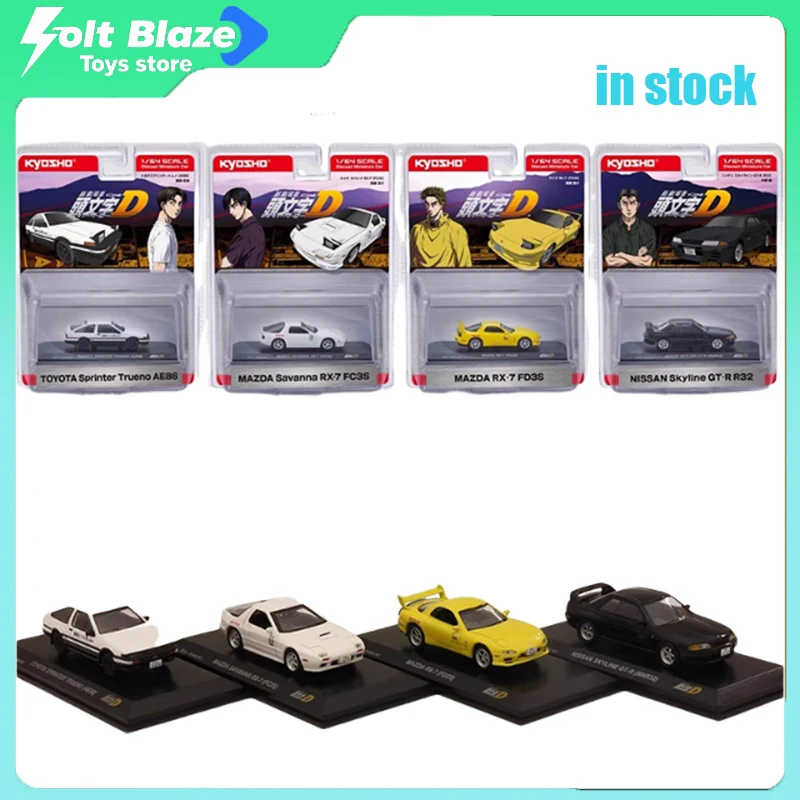 Kyosho 1:64 Initial D modèles de voitures moulées sous pression officielles AE86 GTR BNR32 RX7 voitures statiques modèle garçon Collection cadeaux d'anniversaire