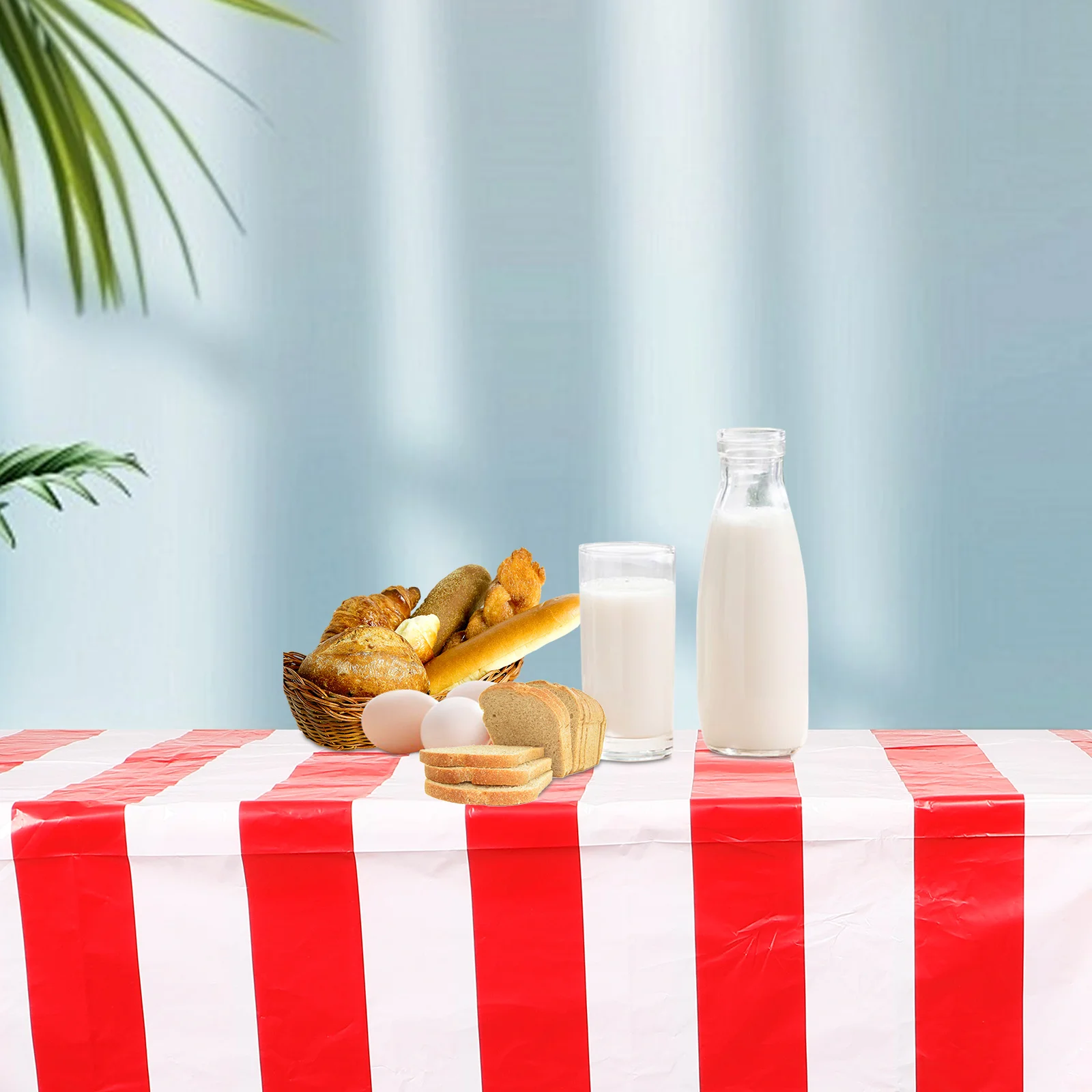 مفرش طاولة سيرك مخطط قابل لإعادة الاستخدام، غطاء حفلات بلاستيكي مستطيل الشكل، ديكور طاولة أعياد الميلاد، مفرش طاولة مخطط