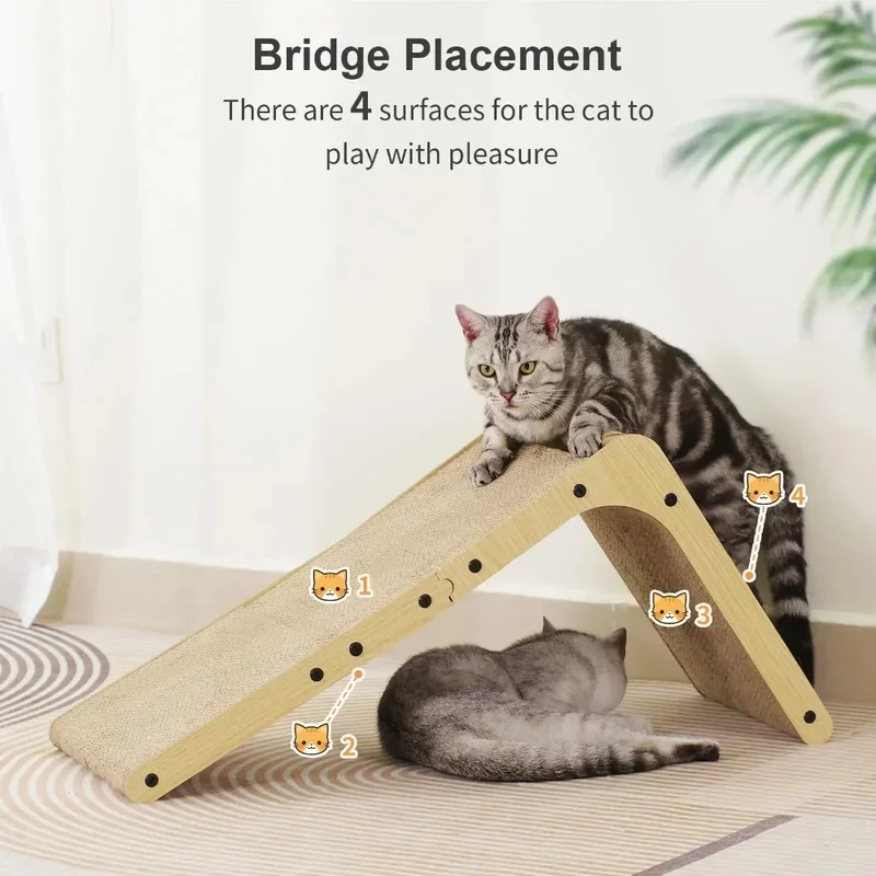 L-Shape Cardboard Cat Scratcher, Wear-Resistant Scratch Pad, Vertical Cat Scratching Post with Bell Ball Toy for Indoor Cats