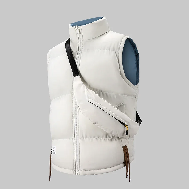 Reversible Vests Men's Autumn Winter Cotton Jacket for Men 2025 Sleeveless Jackets+Crossbody Bag Women Men Couple's Vest