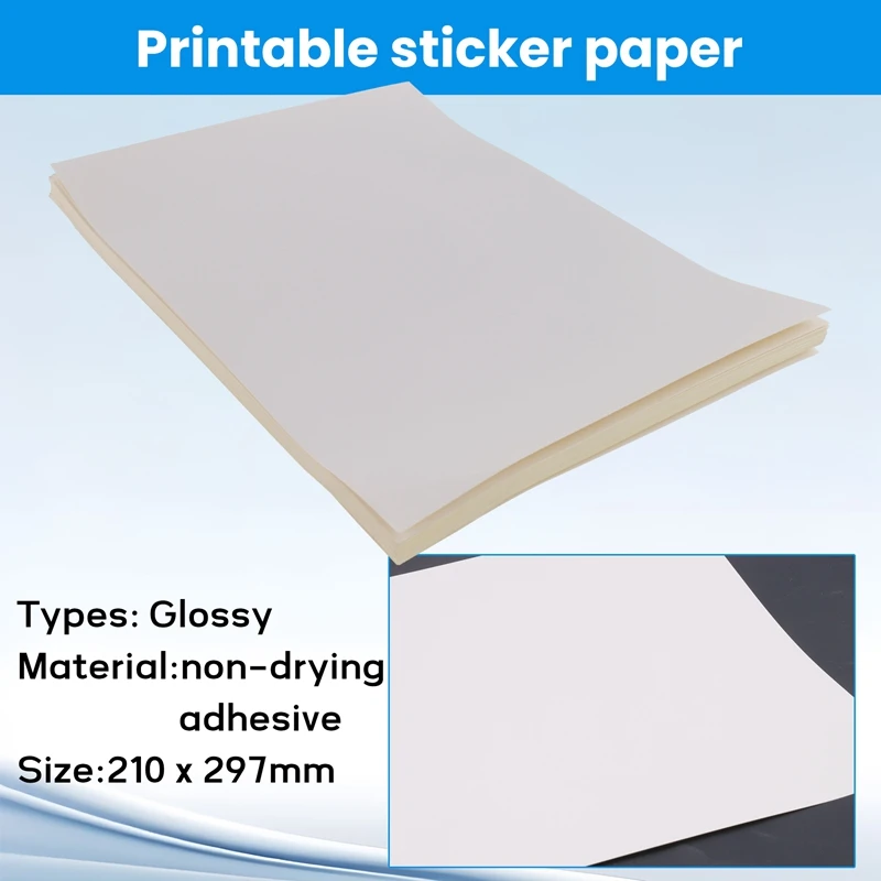 Top-50 Sheets A4 White Self Adhesive Waterproof Sticker Label Surface Paper For Lazer Inkjet Printer Copier
