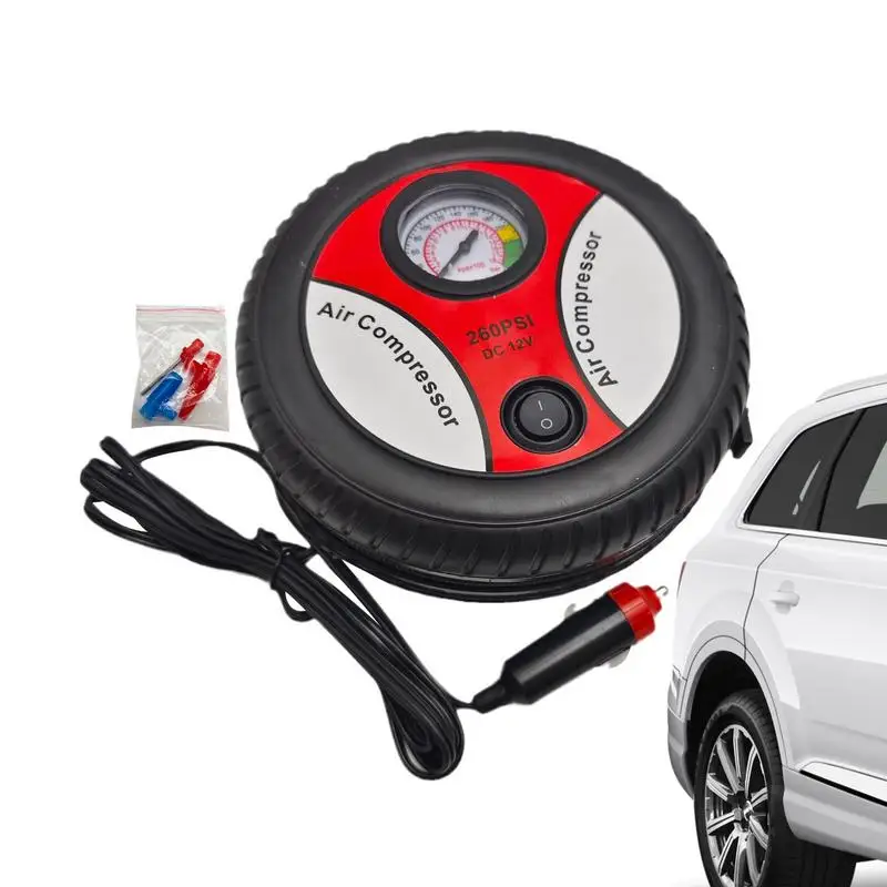 Portable Air Pump For Car Tires Tire Air Compressor Portable Electric Tire Pump 12V Inflator With Pointer Pressure Gauge