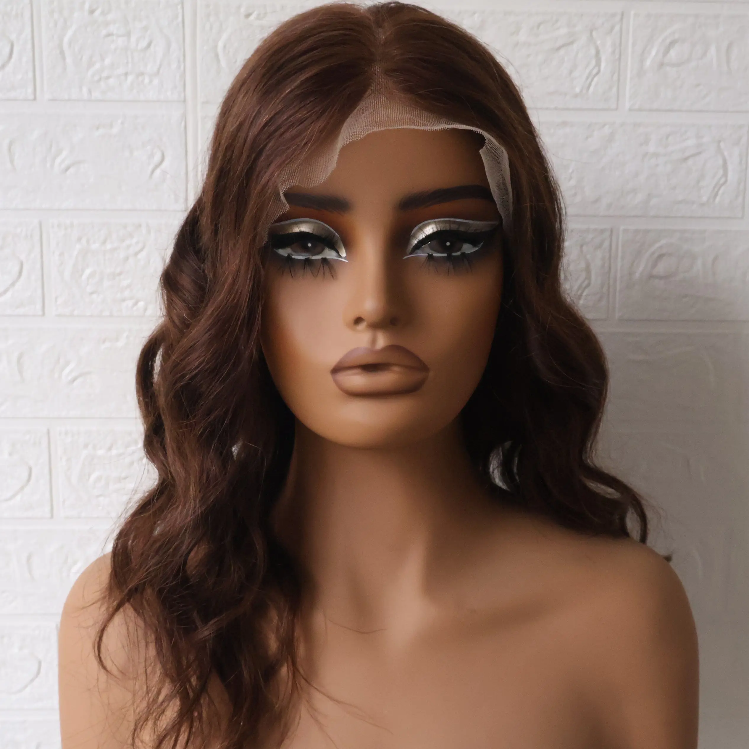 Brown Body Wave 13X4 Lace Front Wig Human Hair Pre‑Plucked Natural Hairline Transparent Lace Wigs For Black Women