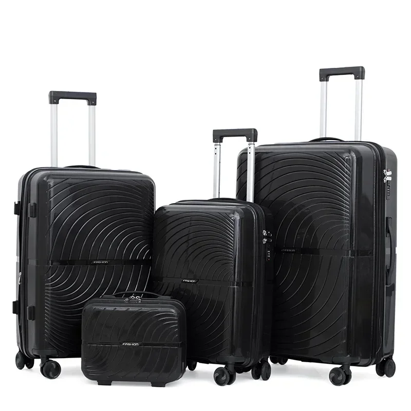 Suitcase 4 Pcs Men Women Zipper Carry On PP Luggage Set