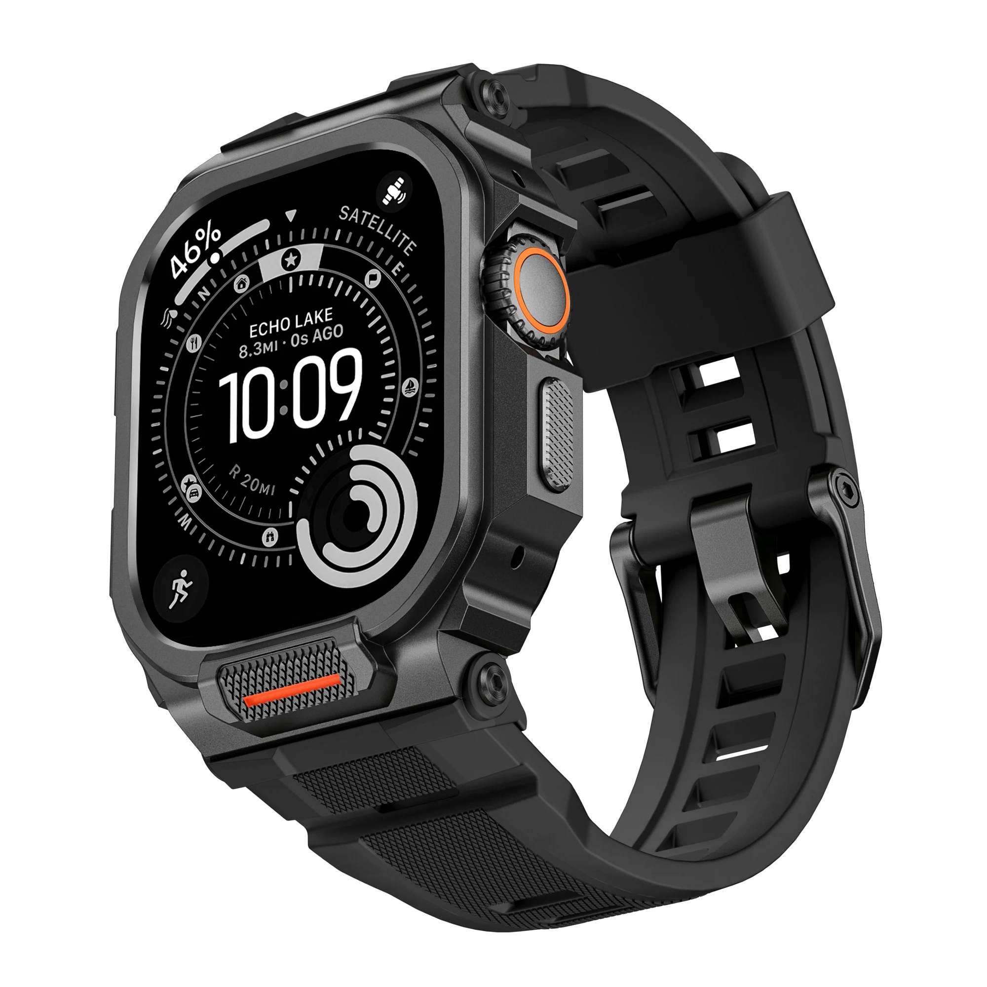 Zinc Alloy Case+Sports Silicone Strap For Apple Watch Ultra 3 2 1 49mm Vibrant Color Two-in-one Metal Bumper Cover iWatch Correa