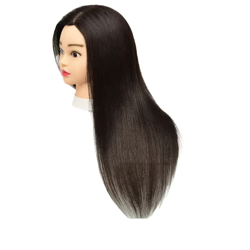 100% Human Hair Mannequin Head Realistic Doll Heads Hairdressing Practice for Dye Bleach Hot Curl Braiding Training Dummy Head