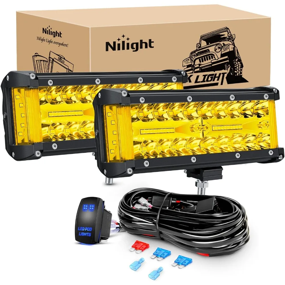 

Светодиодная балка Nilight 7'' (2 шт.) с боковым светом, комбинированным рассеиванием и 5-контактным переключателем, комплект проводки для лодок, внедорожников, грузовиков, SUV