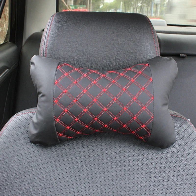 Universal Car Headrest Neck Support Pillow Four Seasons Universal PU Leather+PP Cotton No Deformation Neck Pillow