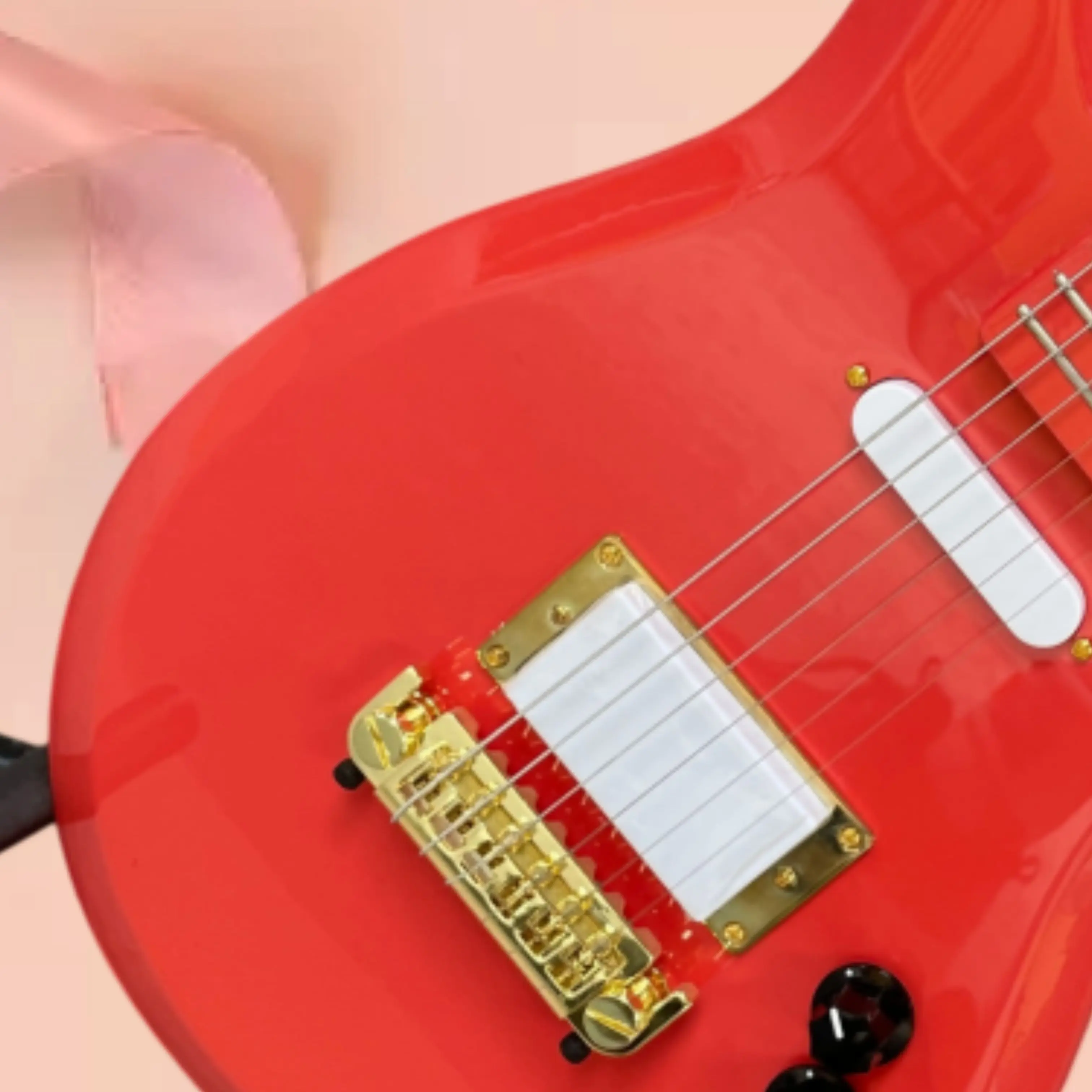 6 String Electric Guitar, Gloss Streamlined Body & Gold Hardware Guitars, Symbol Inlays for Musicians Playing Guitarra