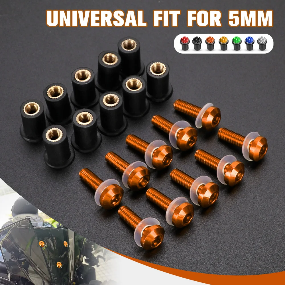 For Aprilia Mana 850 / GT RS 50 RS 125 Replica ABS RS4 125 RSV4 Windscreen Fairing Cowl Windshield Screws Bolts Kit 5MM Nuts