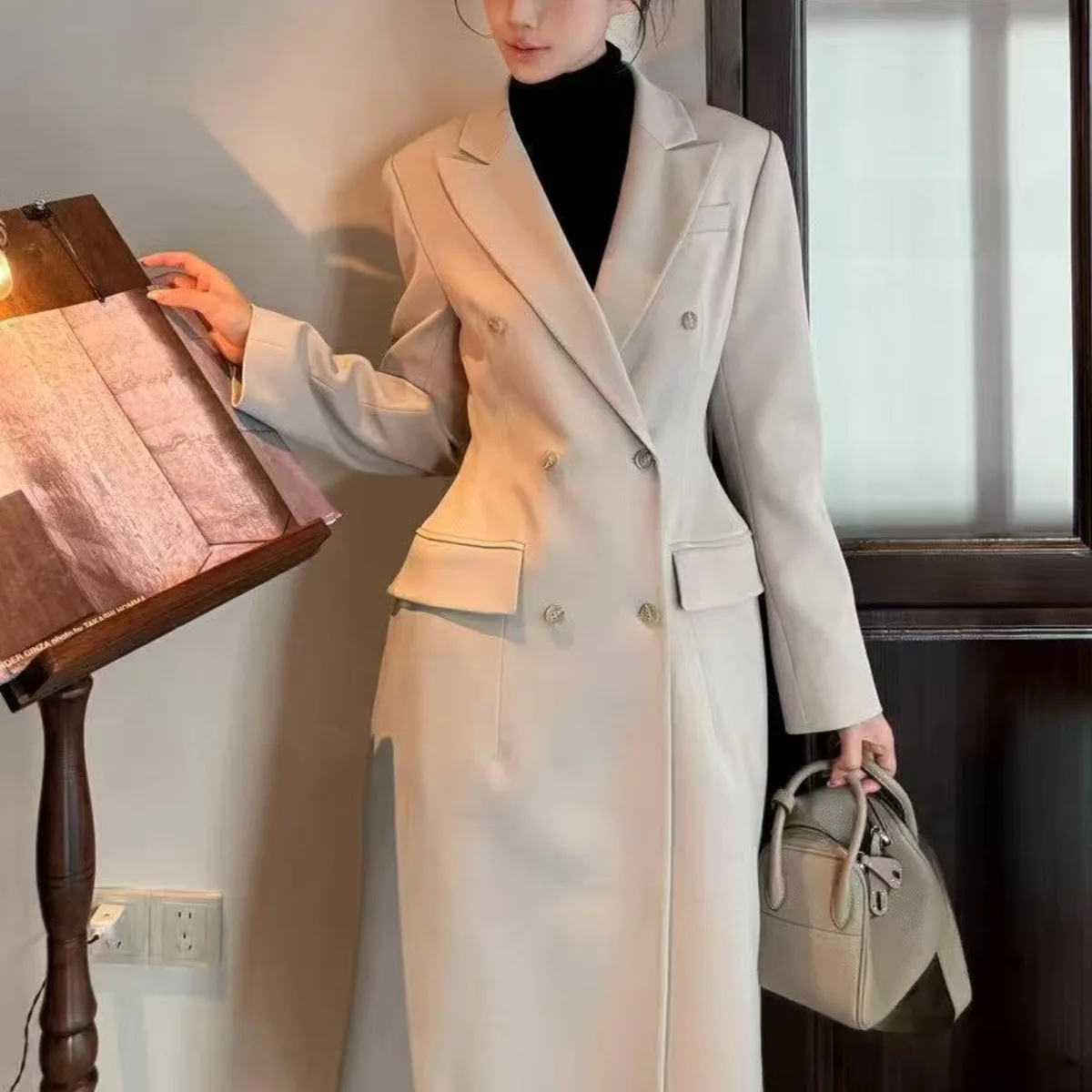 

KWTX Elegant Trench Coat Women 2025 Autumn Winter Fashion Slim Fit Office Work Jacket Casual Long Coat Ladies Outerwear