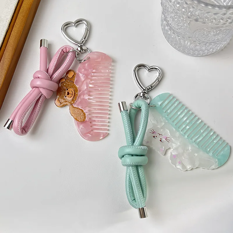 Cute Cartoon Fruit Keychain Holder Charm for Girls Kawaii Animal Bag Charm Comb for Backpacks Cute Purse Keyring for Students