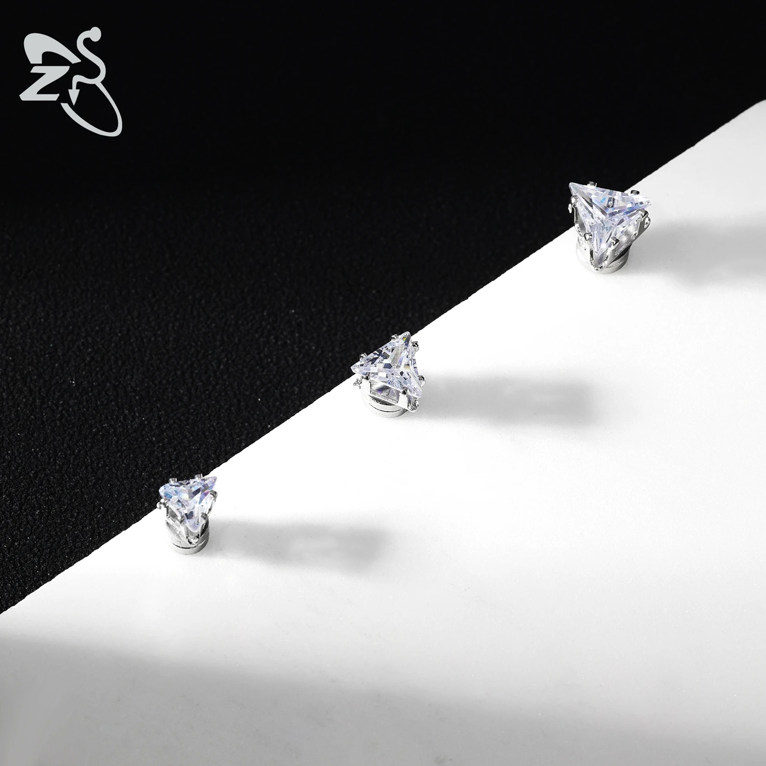 Zdjęcie 6: ZS 1-częściowe magnetyczne kolczyki zatrzaskowe w kształcie gwiazdy w kształcie serca CZ Kryształowy klips do ucha Bez przekłuwania kolczyków Biżuteria 4-8MM