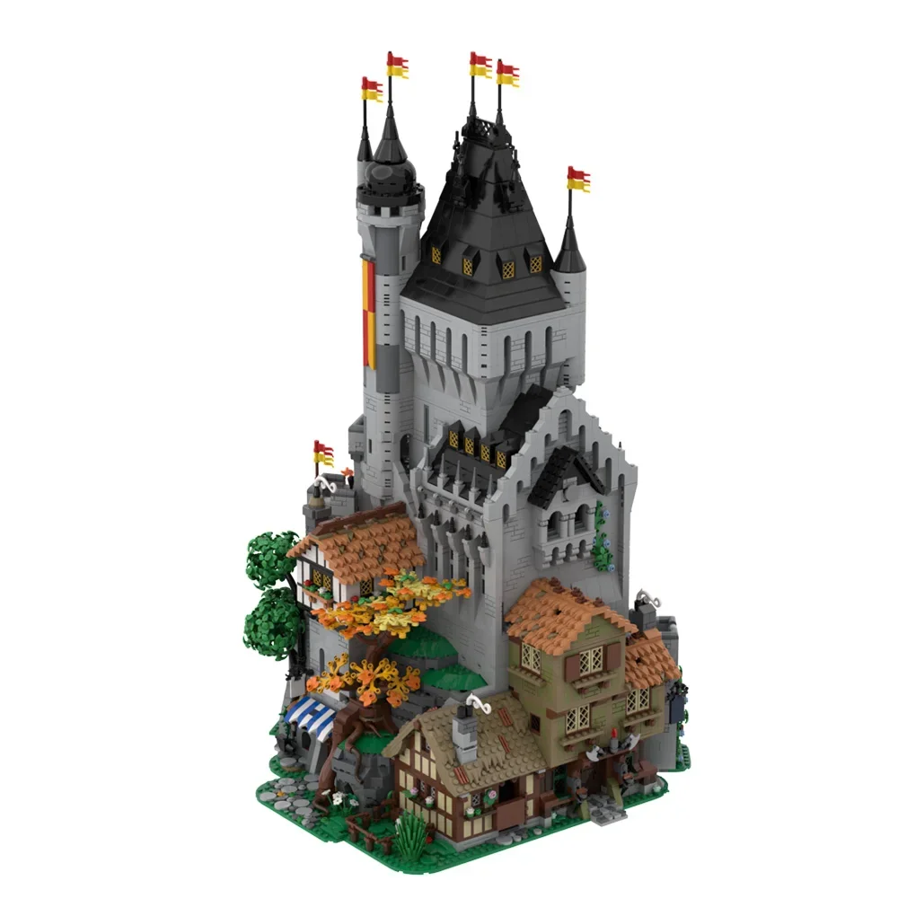 MOC Classic The Lion Knightseds High Tower Model klocki średniowieczne lwy caslte cegły Casltes Gatekeeper Tower zabawka dla dzieci