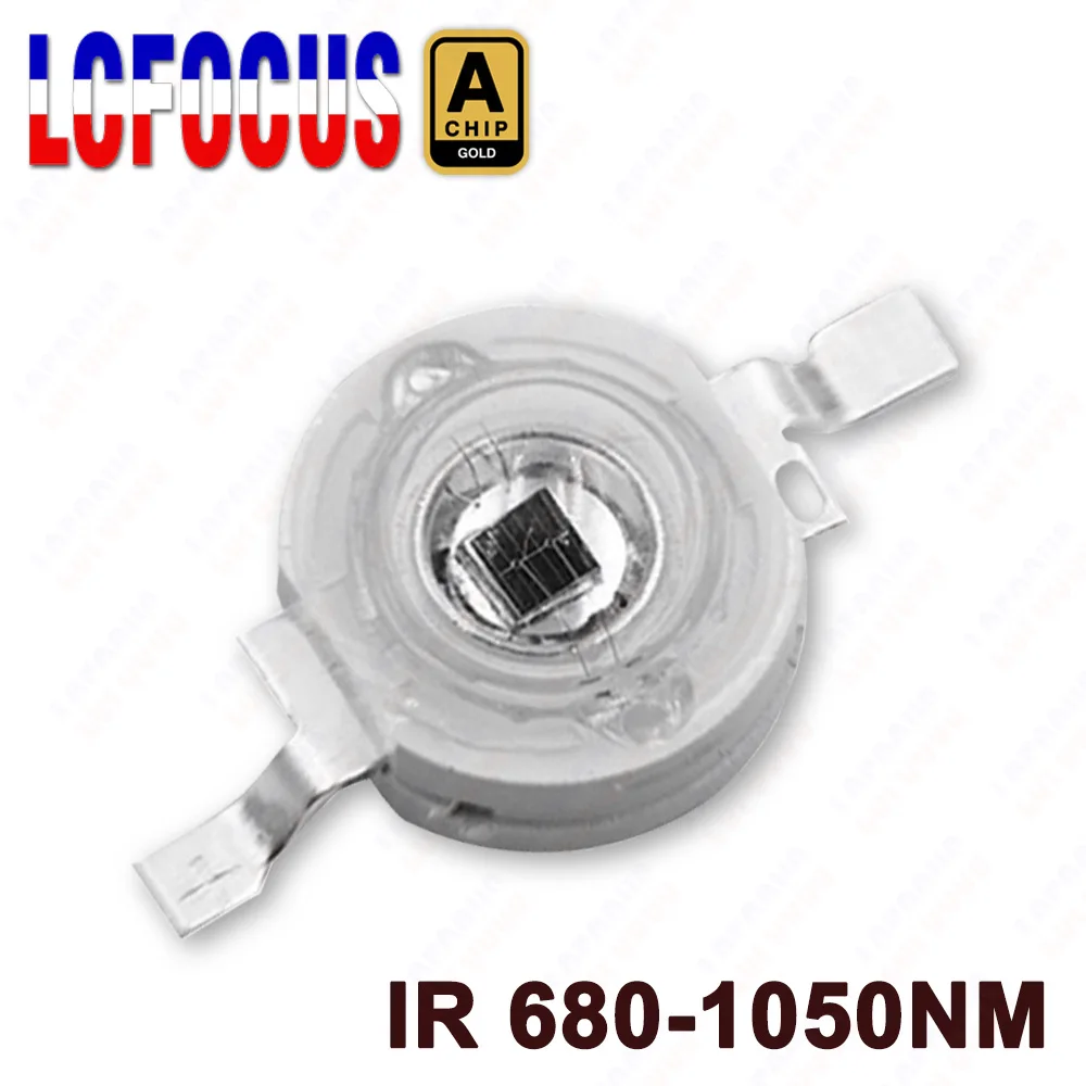 1 pc 3 W IR 680nm 740nm 760nm 800nm ​​​​850nm 880nm 900nm 940nm 980nm 1000nm Chip de lâmpada LED infravermelho para câmera de CFTV monitoramento de